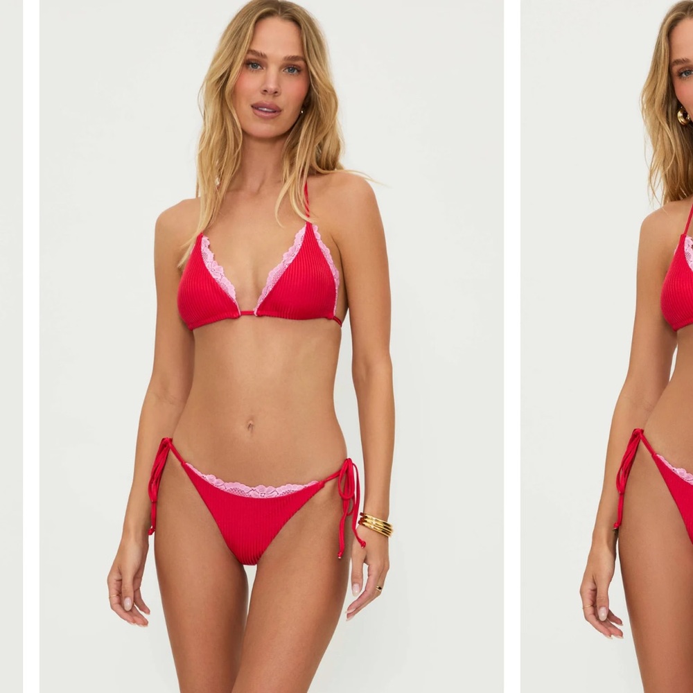 Beach Riot Soleil Bottom Holly Jolly NWT in Red and Pink Size Medium